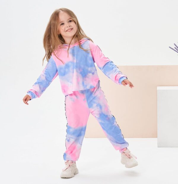 Toddler Baby Girls Clothes Long-sleeve Tie Dye Hoodie Sweatshirt Joggers Pants Hooded Outfits Set - Image 2