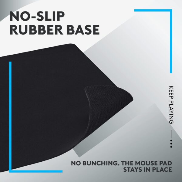 Logitech G240 Cloth Gaming Mouse Pad, Optimized for Gaming Sensors, Moderate Surface Friction, Non-Slip Mouse Mat - Black - Image 5