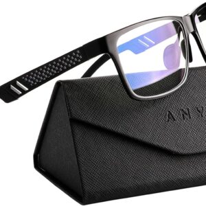 ANYLUV Blue Light Blocking Glasses Men Computer Gaming Glasses Lightweight Al-Mg Metal Anti Eyestrain UV400 Clear Lens Eye Protection