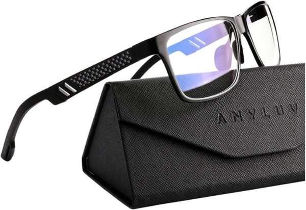 ANYLUV Blue Light Blocking Glasses Men Computer Gaming Glasses Lightweight Al-Mg Metal Anti Eyestrain UV400 Clear Lens Eye Protection