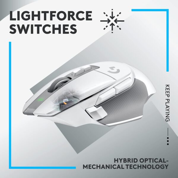 Logitech G502 X Lightspeed Wireless Gaming Mouse - LIGHTFORCE hybrid optical-mechanical switches, HERO 25K gaming sensor, compatible with PC - macOS/Windows - White - Image 2