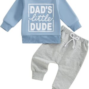 Kupretty Toddler Baby Boy Fall Winter Clothes Letter Graphic Long Sleeve Sweatshirt Pullover Tops + Joggers Pants Outfit Set