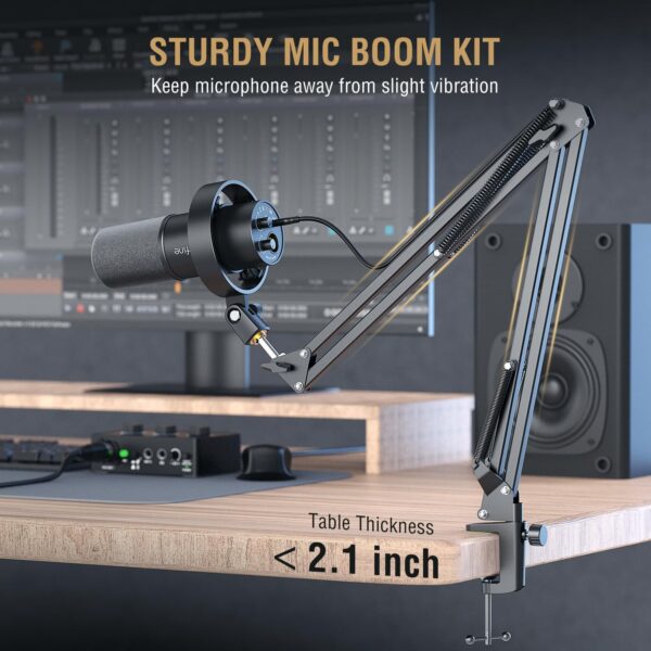 FIFINE K688 Podcast Microphone Kit, USB/XLR Dynamic Microphone with Boom Arm for PC/XLR Mixer, Gaming Mic with Mute Button, Headphone Jack for Vocal, Voice-Over, Streaming, Music Recording -K688CT - Image 2