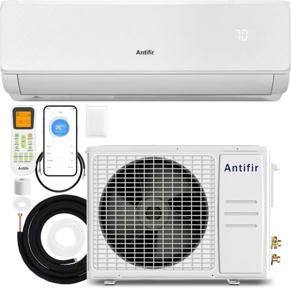 Mini Split Air Conditioner & Heater,18000 BTU Wifi Enabled 208/230V, 21 SEER2,Mini Splits Heating and Cooling,Wall Mount Ductless Inverter System, Compatible with Alexa, with Installation Kit