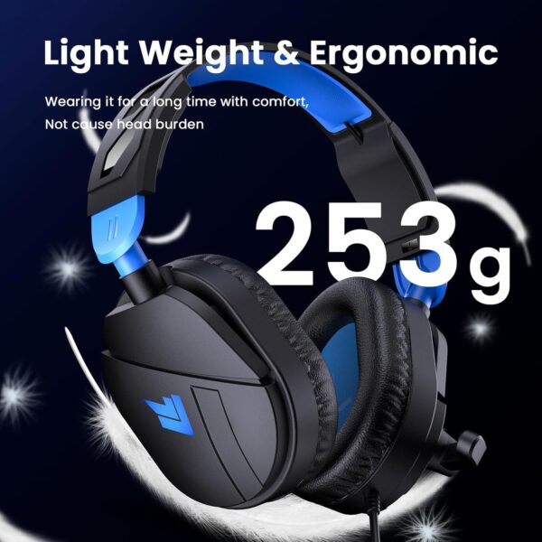 G63 Gaming Headsets for PC, Gaming Headphones with Noise Canceling Mic, PS5 PS4 Headset with Soft Memory Earmuffs, LED Light, Stereo Sound, 2m Wired Over Ear Headphones for Xbox One, Mac, Laptop, PC - Image 2