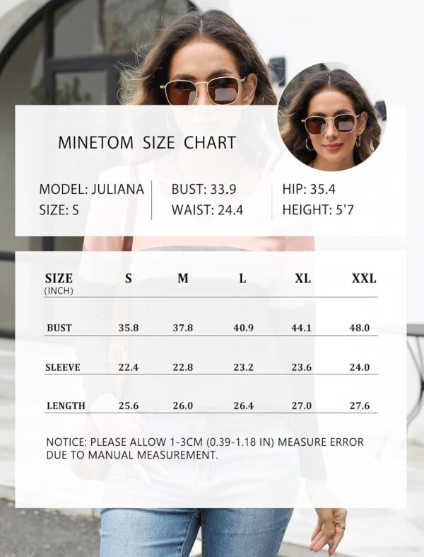 Minetom Women's V Neck Long Sleeve T Shirts Casual Color Block/Solid Tunic Tops Basic Tees - Image 6