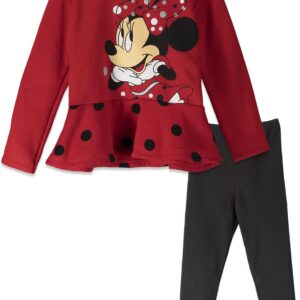 Disney Minnie Mouse Fleece Sweatshirt and Leggings Outfit Set Infant to Big Kid Sizes (18 Months - 14-16)