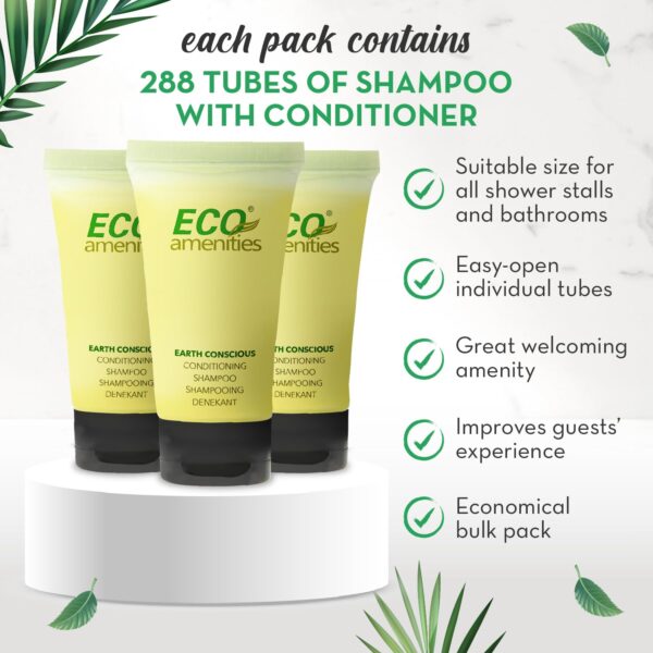 ECO Amenities Conditioning Shampoo, Travel Size Shampoo and Conditioner Sets, Mini Shampoo & Conditioner Sets - 2 in 1 Shampoo & Conditioner, Green Tea Scent, 0.75 Fl Oz (Pack of 288) - Image 2