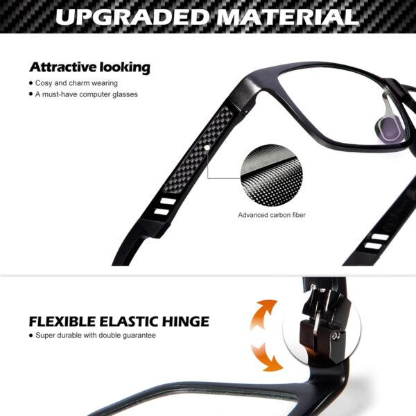 ANYLUV Blue Light Blocking Glasses Men Computer Gaming Glasses Lightweight Al-Mg Metal Anti Eyestrain UV400 Clear Lens Eye Protection - Image 3