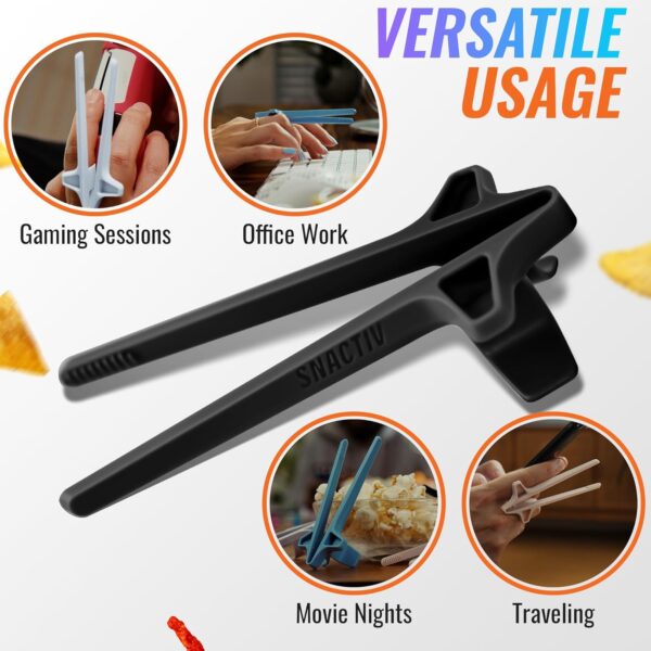 SNACTIV LITE Finger Chopsticks for Gamers 4PC Bundle - As Seen on Shark Tank! The Official Snacking Tool of the Future - Enjoy Snacks and Chips with Ease - Innovative Gaming Snacking Solution - Image 6