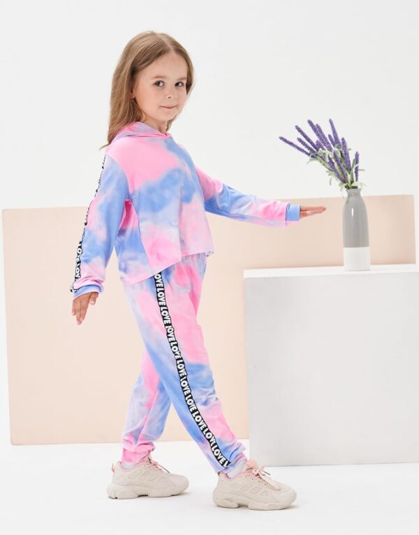 Toddler Baby Girls Clothes Long-sleeve Tie Dye Hoodie Sweatshirt Joggers Pants Hooded Outfits Set - Image 4