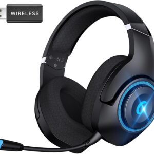 Wireless Gaming Headset for PS5, 2.4GHz Gaming Headphones Wireless with Noise Canceling Microphone for PS5, PS4, Fortnite & Call of Duty/FPS Gamers, 40-Hr Battery Gamer Headset for PC, Black