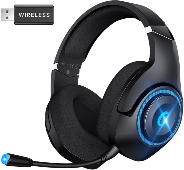 Wireless Gaming Headset for PS5, 2.4GHz Gaming Headphones Wireless with Noise Canceling Microphone for PS5, PS4, Fortnite & Call of Duty/FPS Gamers, 40-Hr Battery Gamer Headset for PC, Black