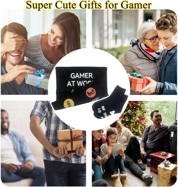 Gamer Gifts, Pocket Design Throw Pillow Covers 18 x 18 Inch + Gamer Socks, Gaming Room Décor Stocking Stuffers Easter Basket Stuffers for Teen Boys Girls Men Father Boyfriends - Image 3