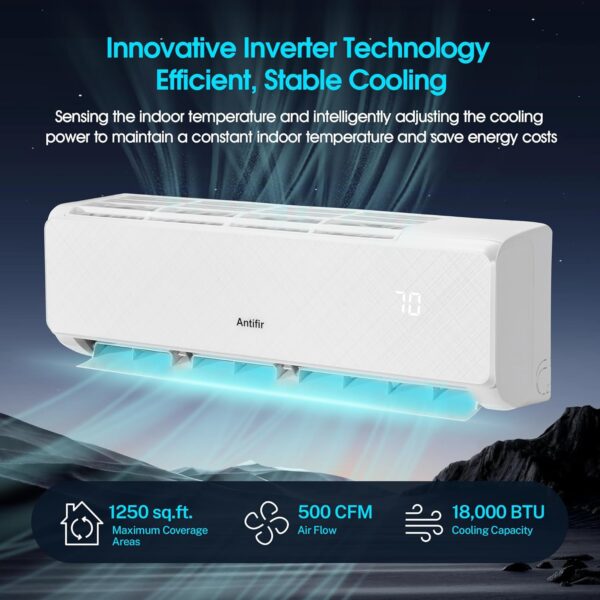 Mini Split Air Conditioner & Heater,18000 BTU Wifi Enabled 208/230V, 21 SEER2,Mini Splits Heating and Cooling,Wall Mount Ductless Inverter System, Compatible with Alexa, with Installation Kit - Image 5