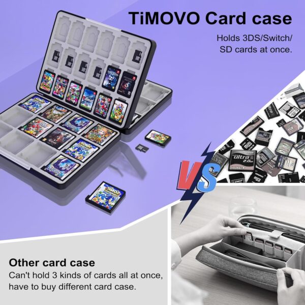 TiMOVO 60 Game Card Case for Switch OLED/Switch/3DS/2DS, 60 Slots Switch Game Holder Cartridge For 24 3DS/3DSXL/DS/DSi Cards & 60 Switch & 36 SD Cards, 3 in 1 Portable Game Storage Case, Black & Gray - Image 2