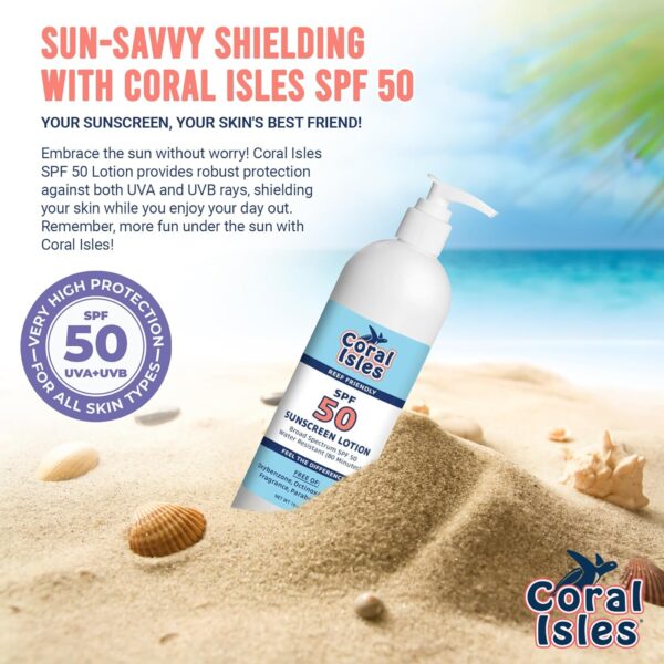 Sunscreen SPF 50 | Hawaii Compliant as Reef Safe | Octinoxate & Oxybenzone Free | Broad Spectrum UVA/UVB Protection | Water Resistant 80 Min. | Fragrance Free | 16 Fl Oz (Pack of 1)) - Image 4