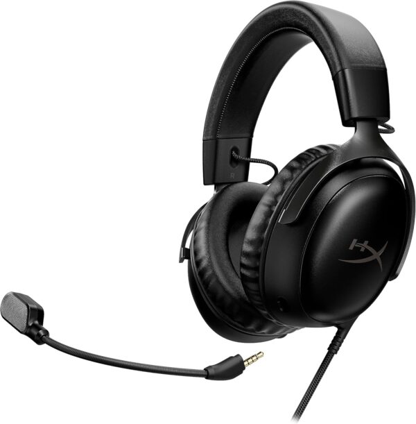 HyperX Cloud III – Wired Gaming Headset, PC, PS5, Xbox Series X|S, Angled 53mm Drivers, DTS Spatial Audio, Memory Foam, Durable Frame, Ultra-Clear 10mm Mic, USB-C, USB-A, 3.5mm – Black - Image 7