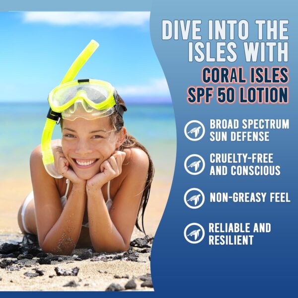 Sunscreen SPF 50 | Hawaii Compliant as Reef Safe | Octinoxate & Oxybenzone Free | Broad Spectrum UVA/UVB Protection | Water Resistant 80 Min. | Fragrance Free | 16 Fl Oz (Pack of 1)) - Image 3