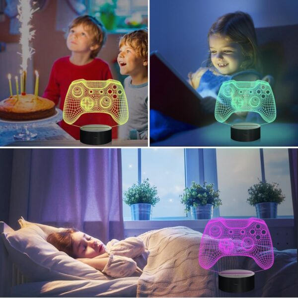 Attivolife Gamepad 3D Illusion Lamp, Controller Night Light with Remote Control + Timer 16 Color Changing Desk Lamp Kids Gamer Room Decor Plug in Best Cool Festival Birthday Gift for Boy Men - Image 4