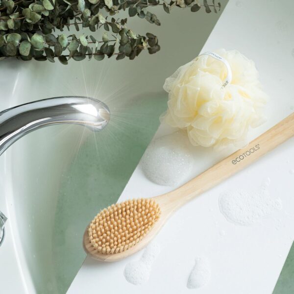 EcoTools Bath Bristle Brush, Bath Brush with Long Handle, Cleanse Back & Hard-to-Reach Areas, Eco Friendly Shower Brush for Exfoliating, Cruelty Free Nylon Bristles, Vegan, 1 Count - Image 7