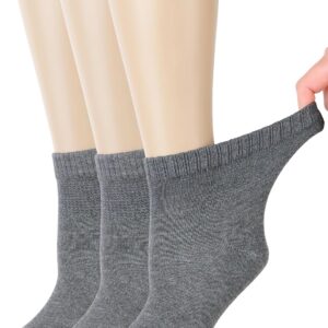 Hugh Ugoli Women's Bamboo Diabetic Ankle Socks, Super Soft Seamless Toe Non Binding, Wide, Loose Fit & Stretchy, 3 Pairs