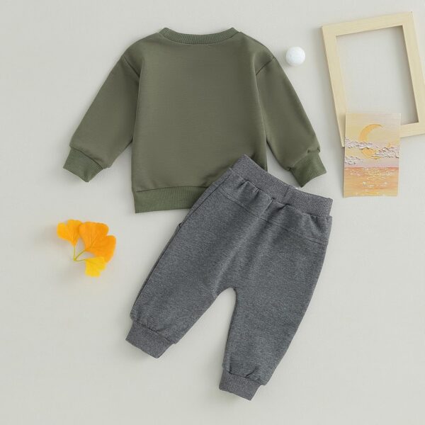 BemeyourBBs Toddler Baby Boy Fall Winter Clothes Funny Letter Long Sleeve Sweatshirt and Pants Set 2 Piece Sweatsuit Outfit - Image 3