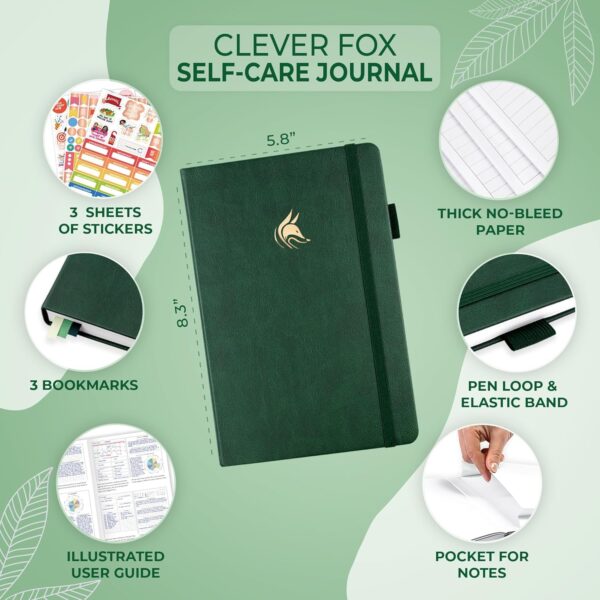 Clever Fox Self-Care Journal – Wellness & Daily Reflection Notebook – Mental Health & Personal Development Journal – Self-Care, Meditation & Mood Journal for Women & Men – A5 Size (Forest Green) - Image 5