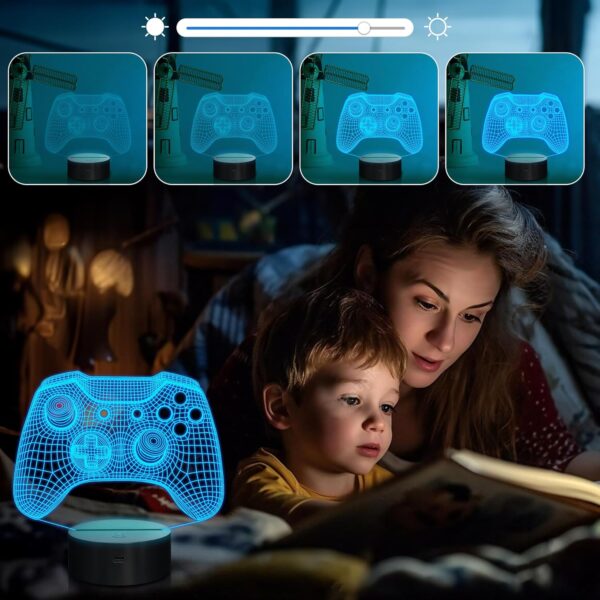 Attivolife Gamepad 3D Illusion Lamp, Controller Night Light with Remote Control + Timer 16 Color Changing Desk Lamp Kids Gamer Room Decor Plug in Best Cool Festival Birthday Gift for Boy Men - Image 3