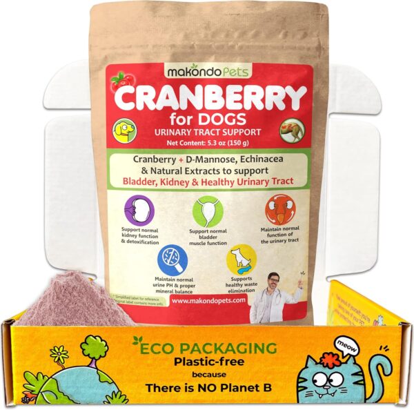 Dog Cranberry Supplement - Natural Dog UTI Treatment & Kidney Support for Dogs. Dog Supplement Powder Same as Cranberry Pills for Dogs. Puppy Supplies for Dog Pee Health - Dog Incontinence Product