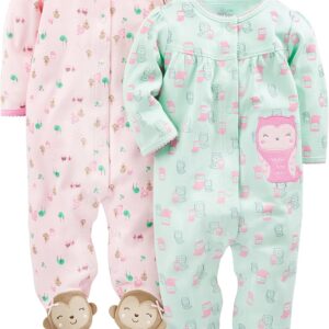 Simple Joys by Carter's Baby Girls' 2-Pack Cotton Snap Footed Sleep and Play