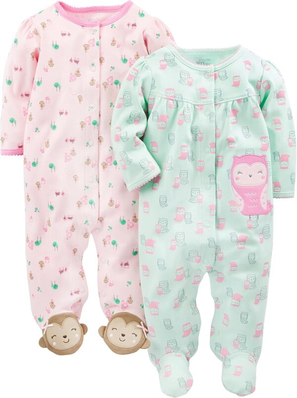 Simple Joys by Carter's Baby Girls' 2-Pack Cotton Snap Footed Sleep and Play