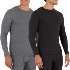Fruit of the Loom Men's Recycled Waffle Thermal Underwear Crew Top (1 and 2 Packs)