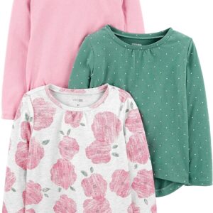 Simple Joys by Carter's Girls' Long-Sleeve Shirts, Pack of 3