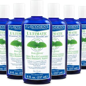 Eco-Dent Alcohol-Free Mouthwash, Mint - Ultimate Essential MouthCare, Oral Care Mouth Wash for Adults, Baking Soda Mouth Rinse with CoQ10/Herbs/Essential Oils, 8 Fl Oz (Pack of 6)