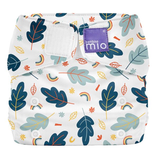 Bambino Mio, Miosolo Classic All-in-One Reusable Cloth Diaper, Adjustable Size, Eco Chemical Free Diaper, Little Leaves