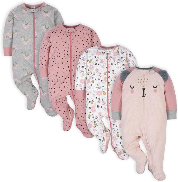 Gerber Baby Girls' 4 Pack Sleep 'N Play Footie