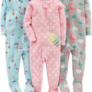 Simple Joys by Carter's Girls' 3-Pack Snug Fit Footed Cotton Pajamas