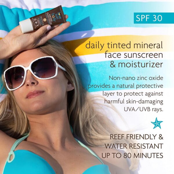 Love Sun Body Daily Tinted Face Sunscreen & Moisturizer (Tan) | SPF 30 Mineral Zinc Oxide | 100% Natural Origin | Reef Safe CC Cream | Ecocert Certified Cosmos Natural | 1 fl oz | EWG Verified® - Image 4